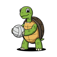 A funny cartoon illustration of a cute, happy tortoise and turtle pair, cheerful characters in a green shell and drawing style