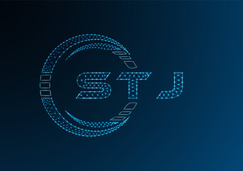STJ low poly letter logo vector design. STJ lower poly logo design. Low poly logo.