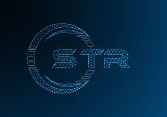 STR low poly letter logo vector design. STR lower poly logo design. Low poly logo.