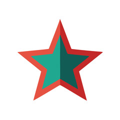 Fototapeta premium Flat Vector Illustration of a Five-Pointed Star with Red and Green Colors.