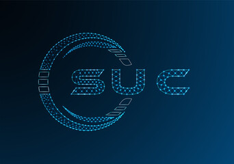 SUC low poly letter logo vector design. SUC lower poly logo design. Low poly logo.
