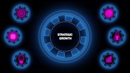 Strategic Growth Concept with Business Icons and Binary Code Background strategy development - Powered by Adobe