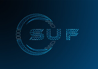 SUF low poly letter logo vector design. SUF lower poly logo design. Low poly logo.