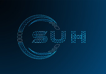 SUH low poly letter logo vector design. SUH lower poly logo design. Low poly logo.