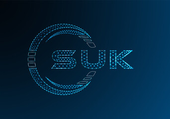 SUK low poly letter logo vector design. SUK lower poly logo design. Low poly logo.