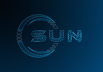 SUN low poly letter logo vector design. SUN lower poly logo design. Low poly logo.