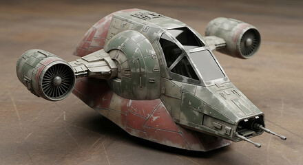 Slave 1 spaceship model from star wars, a bounty hunters iconic vehicle