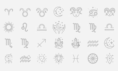 Fototapeta premium Zodiac Signs A Minimalist Collection of Celestial Symbols, Perfect for Astrological Designs