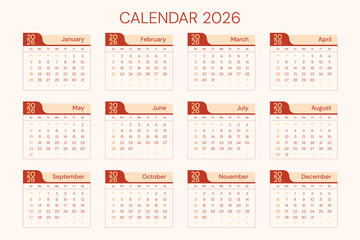 2026 Calendar template