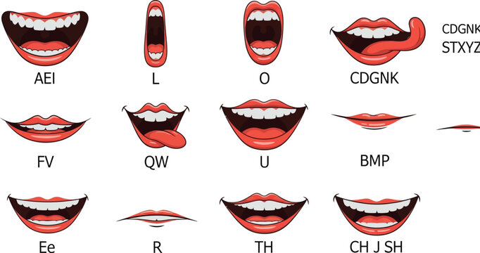 Animation phonemes guide mouth shapes for speaking expressions