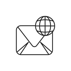 Mail Globe Icon, Global Email UI for Startup Presentations.