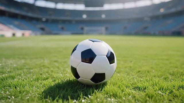 Soccer ball on stadium field