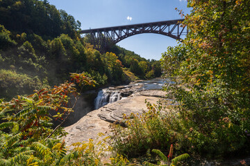 Portage Viaduct Bridge Letchworth State Park New York, Iconic Railway Bridge Over the Genesee River...
