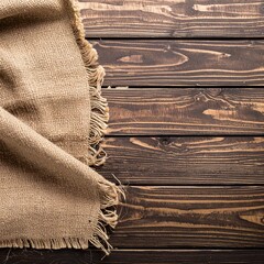 Rustic Burlap on Dark Wood - A Textured Background for Crafts and Design.