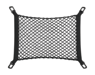 Trunk organizer net to secure groceries and prevent rolling in your car.