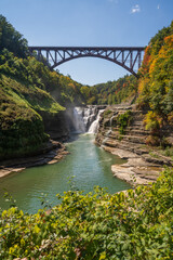 Portage Viaduct Bridge Letchworth State Park New York, Iconic Railway Bridge Over the Genesee River Gorge