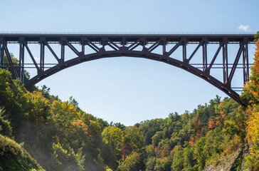 Portage Viaduct Bridge Letchworth State Park New York, Iconic Railway Bridge Over the Genesee River Gorge