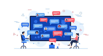 Online Discussion and Communication Depiction Illustrating Connection Through Digital Interaction