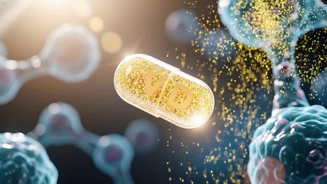 Medicine capsule with cellular background