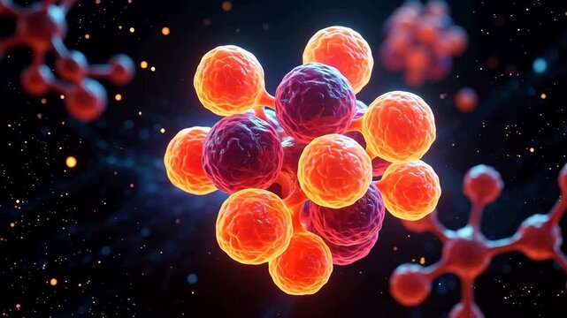 Cluster of colorful spherical cells