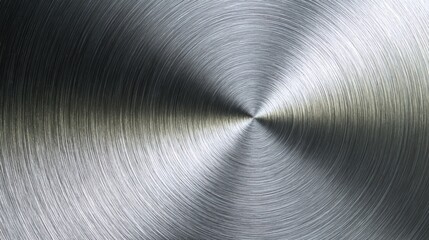 A High Resolution image of brushed metal texture with circular pattern and light reflection.