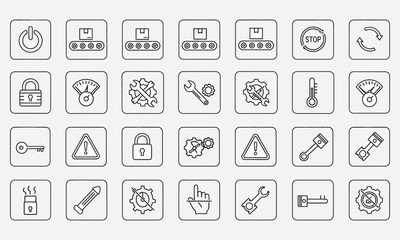 Industrial Automation Icons A Set of Icons Representing Mechanical Components and Processes