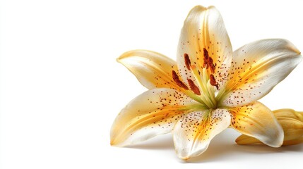 Closeup of a delicate orange lily flower isolated on white background