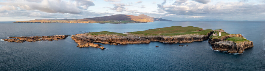 Aerial view of Rathlin O'Birne island in County Donegal, Irleand