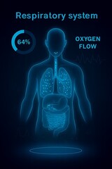  Human respiratory system interface showing airflow and oxygen mapping