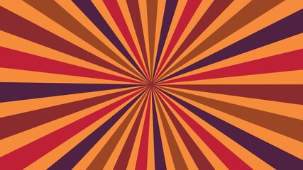 Spinning Retro Sunburst Animation Loop: Vintage Orange and Red Radial Starburst Background Motion Graphic - Powered by Adobe