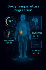  AI-powered body temperature regulation system with hologram interface.
