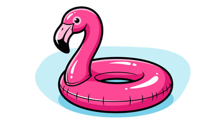 Fototapeta premium Vibrant Pink Flamingo Inflatable Pool Float Illustration