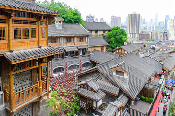 中国の重慶にある十八梯のとても美しい古い街並み風景A very beautiful view of the old townscape in Chongqing, China
