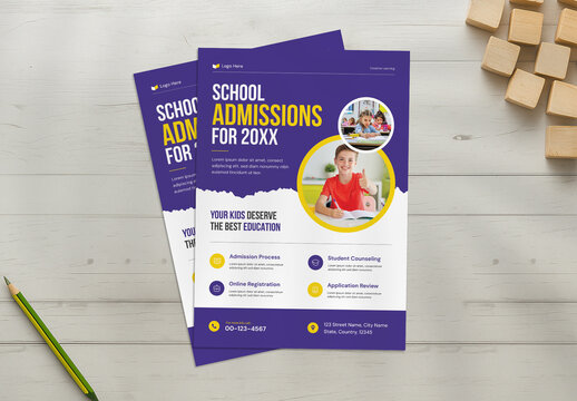 Modern School Admission Open Flyer Template for Marketing