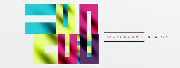 Abstract geometric shapes overlap, creating vibrant colorful design. White background provides clean contrast. Modern aesthetic.