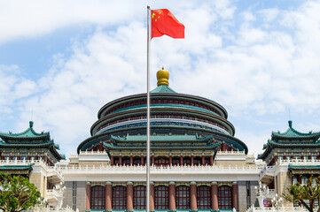中国の重慶にある人民大礼堂のとても美しい風景A very beautiful view of Chongqing, China