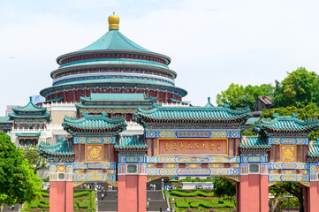 中国の重慶にある人民大礼堂のとても美しい風景A very beautiful view of Chongqing, China