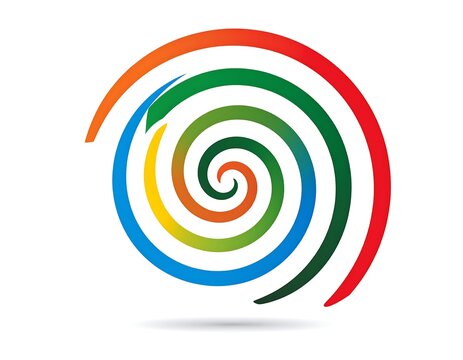 Concentric spiral design with a colorful gradient, isolated on white