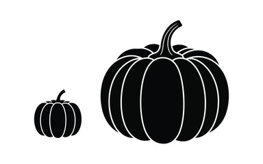 Two Pumpkins, One Large and One Small, Isolated on White
