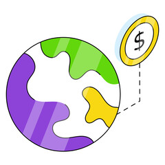 An editable design icon of global money