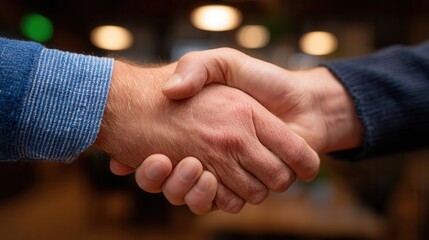 Close-up of a powerful handshake symbolizes collaboration, partnership, and successful deal-making in a professional and trustworthy environment