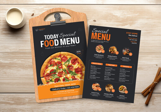 Modern Pizza and Fast Food Restaurant Special Menu Template