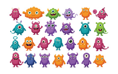Fototapeta premium Adorable Cartoon Monster Character Collection for Playful Designs