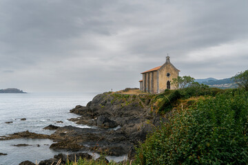 Santa Catalina Hermitage Church in Mundaka Coastal Cliff Basque Country Spain
