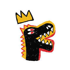 kids drawing abstract dinosaur illustration