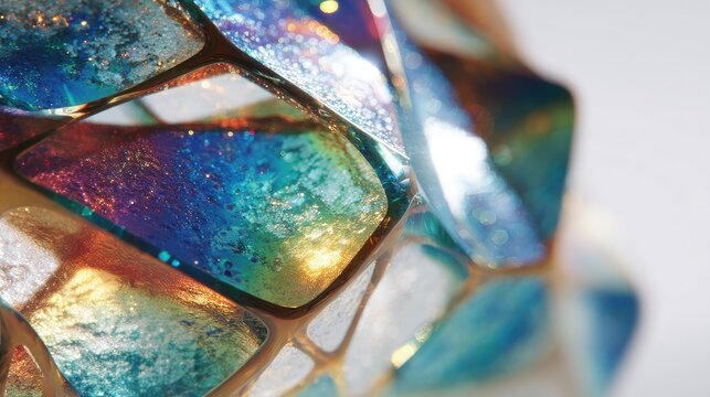 Closeup Colorful Abstract Stained Glass Design