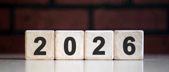 New year 2026 concept. Plain background text