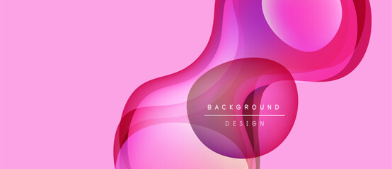 Abstract pink background. Flowing shapes create dynamic visual effect. Modern design elements present smooth transitions, gradients.