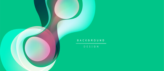 Abstract flowing shapes, vibrant teal background. Modern design elements create dynamic visual impact. Smooth gradients, layered forms.