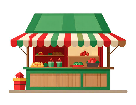 Fresh Produce Market Stall Illustration
